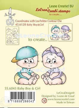 Afbeeldingen van LeCreaDesign® combi clear stamp Baby jongen en meisje