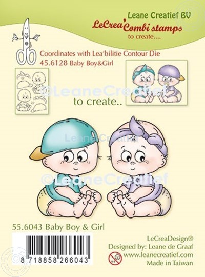 Afbeelding van LeCreaDesign® combi clear stamp Baby jongen en meisje