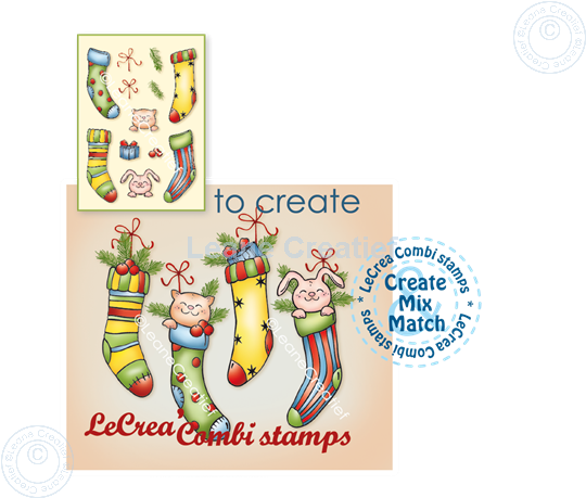 Afbeelding van LeCreaDesign® combi clear stamp Kerst sokken