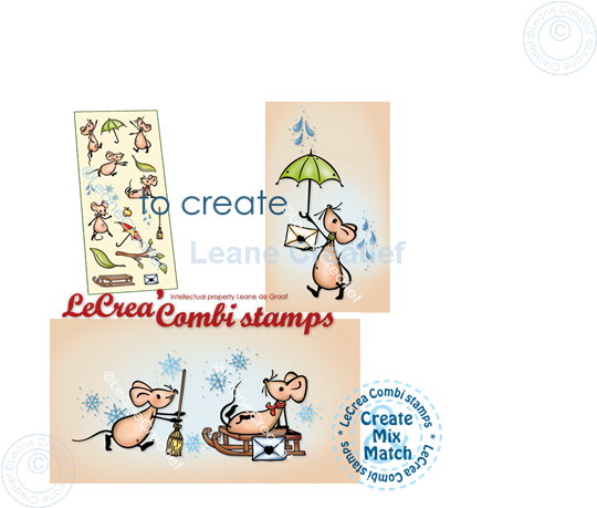 Afbeelding van LeCreaDesign® combi clear stamp Mice Herfst - Winter