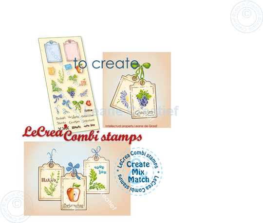 Picture of LeCreaDesign® combi clear stamp 9 different Tags, 3x4 cm