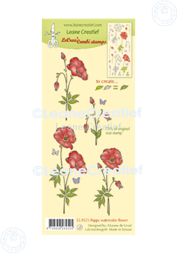 Afbeeldingen van LeCreaDesign® combi clear stamp Klaproos aquarel bloemen