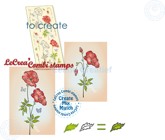 Picture of LeCreaDesign® combi clear stamp Poppy watercolor flowers